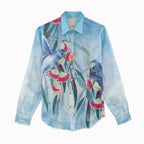 Australia Blue Budgie Marble Glaze Women Casual Shirt Cancer Awareness