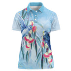 Australia Blue Budgie Marble Glaze Women Polo Shirt Cancer Awareness