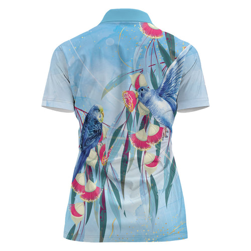 Australia Blue Budgie Marble Glaze Women Polo Shirt Cancer Awareness