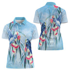 Australia Blue Budgie Marble Glaze Women Polo Shirt Cancer Awareness