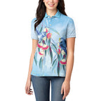 Australia Blue Budgie Marble Glaze Women Polo Shirt Cancer Awareness