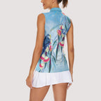 Australia Blue Budgie Marble Glaze Women Sleeveless Polo Shirt Cancer Awareness