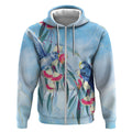 Australia Blue Budgie Marble Glaze Zip Hoodie Cancer Awareness