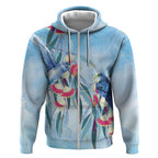 Australia Blue Budgie Marble Glaze Zip Hoodie Cancer Awareness