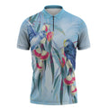 Australia Blue Budgie Marble Glaze Zipper Polo Shirt Cancer Awareness