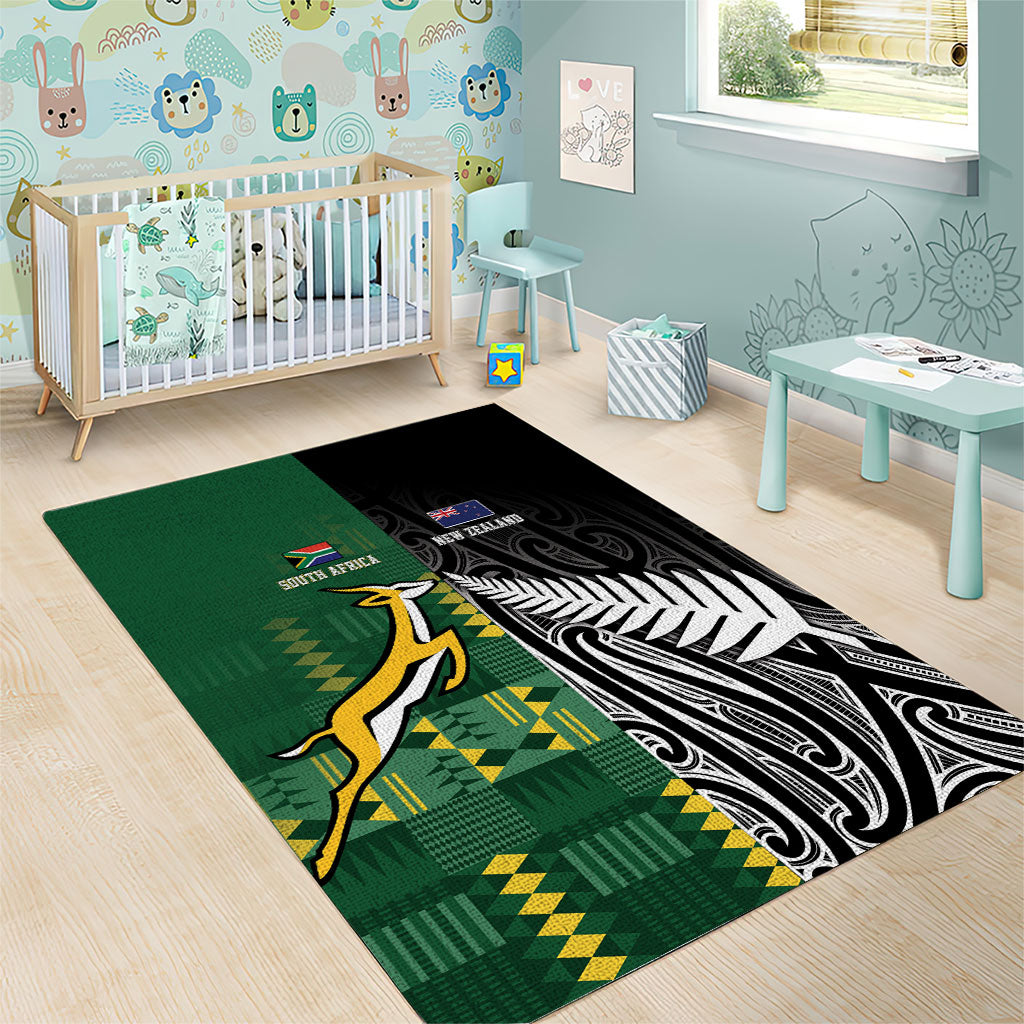 Rugby South Africa New Zealand Greatest Rivals Area Rug Tribal Motifs