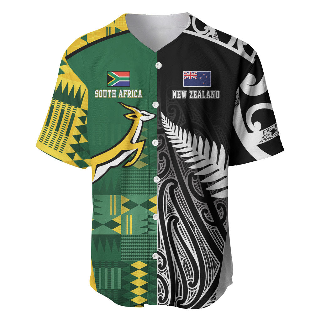 Custom Rugby South Africa New Zealand Greatest Rivals Baseball Jersey Tribal Motifs