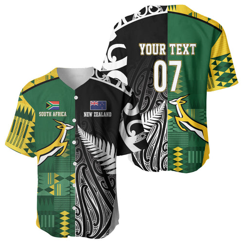 Custom Rugby South Africa New Zealand Greatest Rivals Baseball Jersey Tribal Motifs