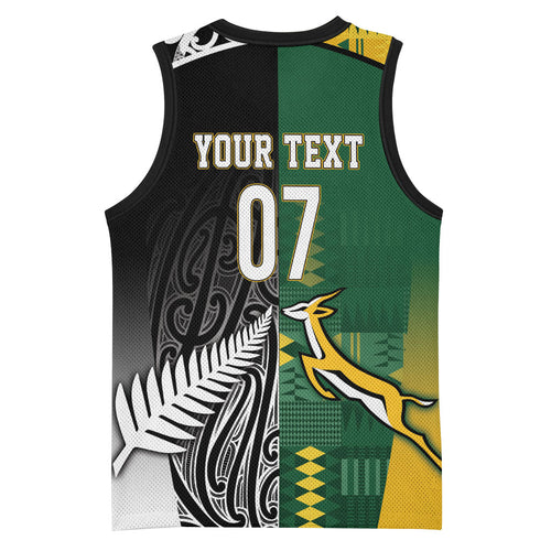 Custom Rugby South Africa New Zealand Greatest Rivals Basketball Jersey Tribal Motifs