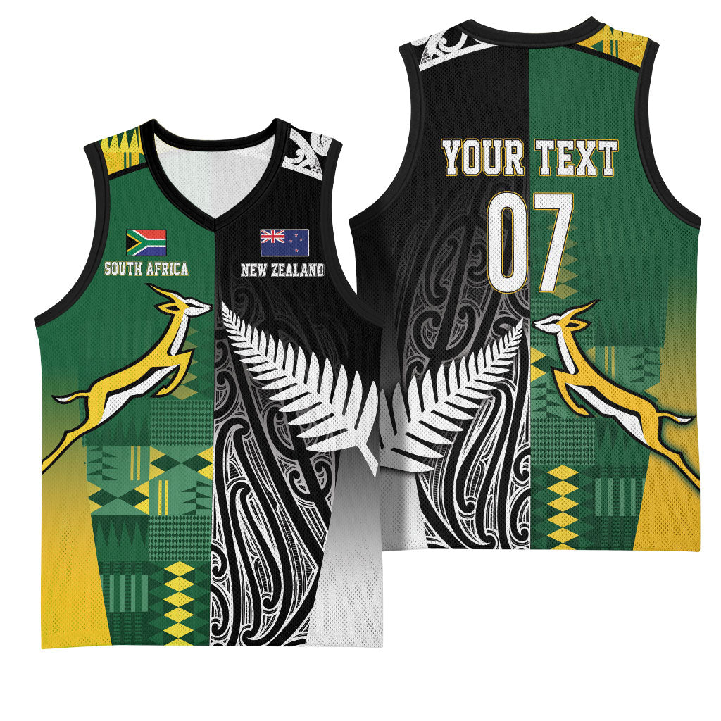 Custom Rugby South Africa New Zealand Greatest Rivals Basketball Jersey Tribal Motifs