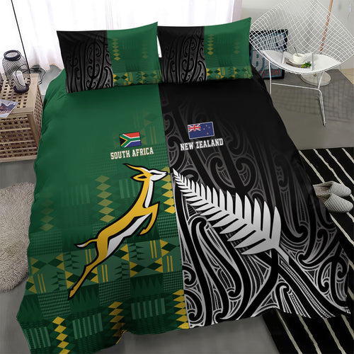 Rugby South Africa New Zealand Greatest Rivals Bedding Set Tribal Motifs