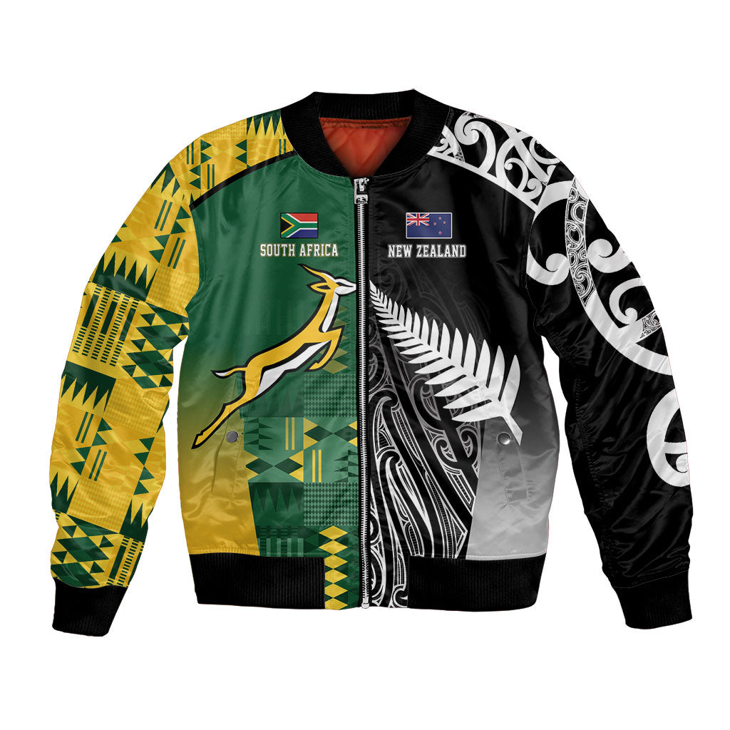 Custom Rugby South Africa New Zealand Greatest Rivals Bomber Jacket Tribal Motifs