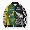 Custom Rugby South Africa New Zealand Greatest Rivals Bomber Puffer Jacket Tribal Motifs