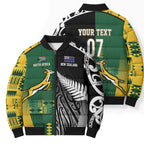 Custom Rugby South Africa New Zealand Greatest Rivals Bomber Puffer Jacket Tribal Motifs