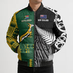 Custom Rugby South Africa New Zealand Greatest Rivals Bomber Puffer Jacket Tribal Motifs