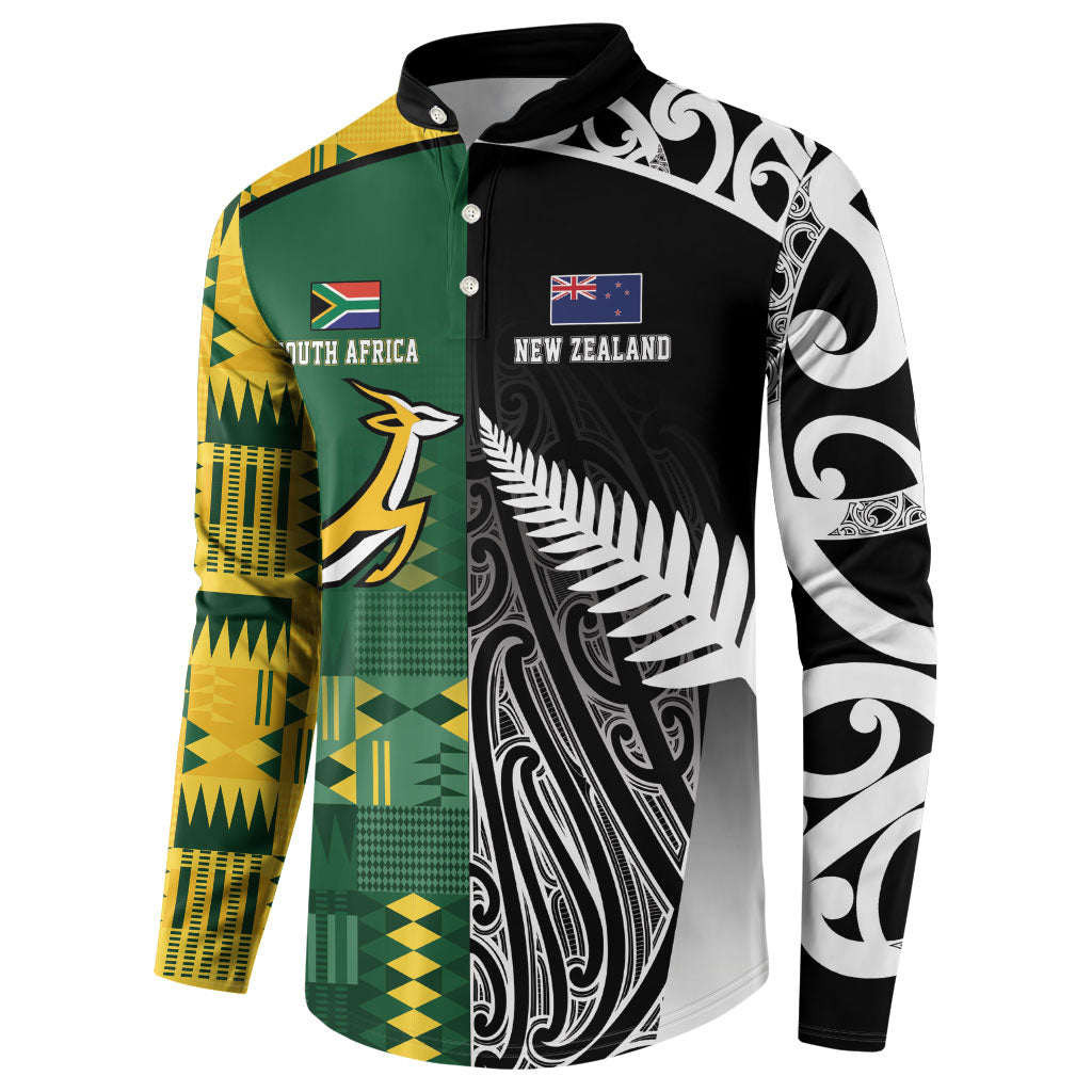 Custom Rugby South Africa New Zealand Greatest Rivals Button Sweatshirt Tribal Motifs
