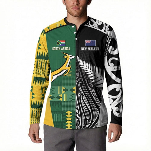 Custom Rugby South Africa New Zealand Greatest Rivals Button Sweatshirt Tribal Motifs