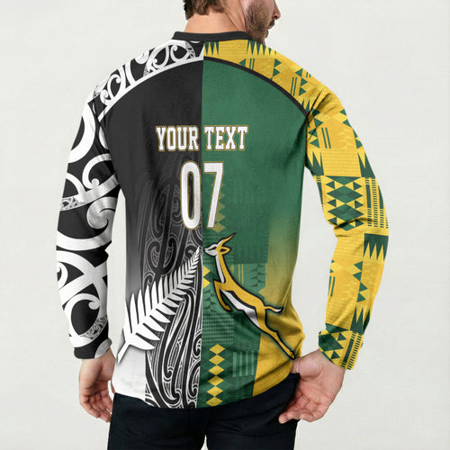 Custom Rugby South Africa New Zealand Greatest Rivals Button Sweatshirt Tribal Motifs