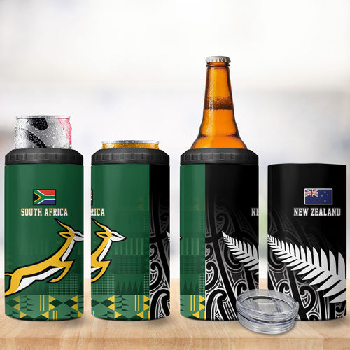 Rugby South Africa New Zealand Greatest Rivals 4 in 1 Can Cooler Tumbler Tribal Motifs