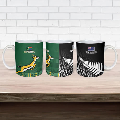 Rugby South Africa New Zealand Greatest Rivals Ceramic Mug Tribal Motifs