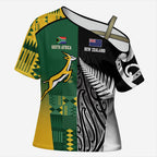 Custom Rugby South Africa New Zealand Greatest Rivals Cross Shoulder Shirt Tribal Motifs