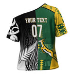 Custom Rugby South Africa New Zealand Greatest Rivals Cross Shoulder Shirt Tribal Motifs
