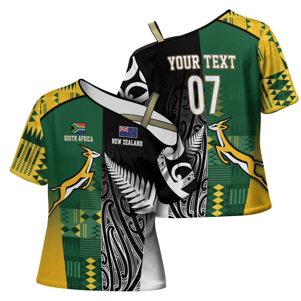 Custom Rugby South Africa New Zealand Greatest Rivals Cross Shoulder Shirt Tribal Motifs