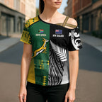 Custom Rugby South Africa New Zealand Greatest Rivals Cross Shoulder Shirt Tribal Motifs