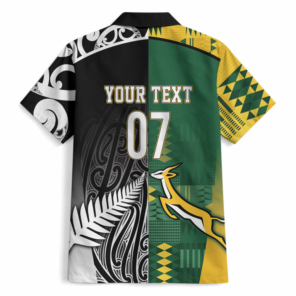Custom Rugby South Africa New Zealand Greatest Rivals Hawaiian Shirt Tribal Motifs