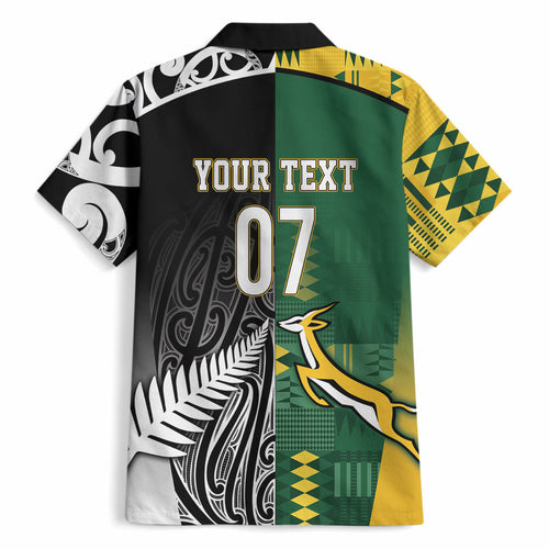 Custom Rugby South Africa New Zealand Greatest Rivals Hawaiian Shirt Tribal Motifs