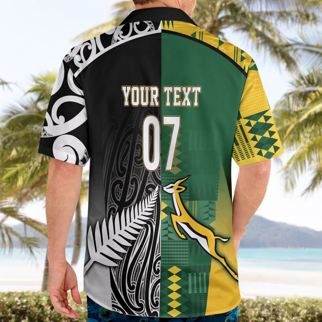 Custom Rugby South Africa New Zealand Greatest Rivals Hawaiian Shirt Tribal Motifs