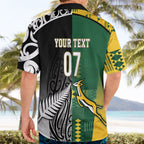 Custom Rugby South Africa New Zealand Greatest Rivals Hawaiian Shirt Tribal Motifs