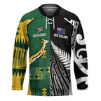 Custom Rugby South Africa New Zealand Greatest Rivals Hockey Jersey Tribal Motifs