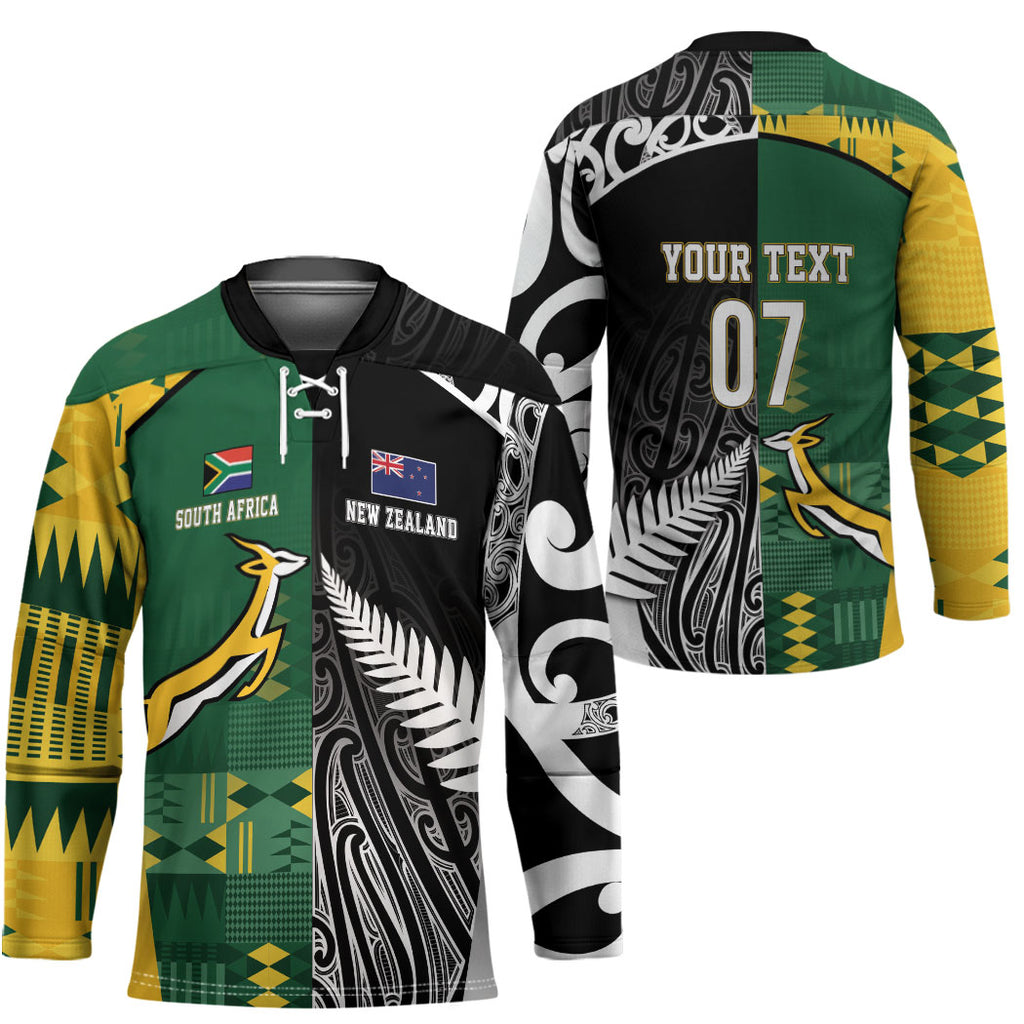Custom Rugby South Africa New Zealand Greatest Rivals Hockey Jersey Tribal Motifs
