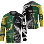 Custom Rugby South Africa New Zealand Greatest Rivals Hockey Jersey Tribal Motifs