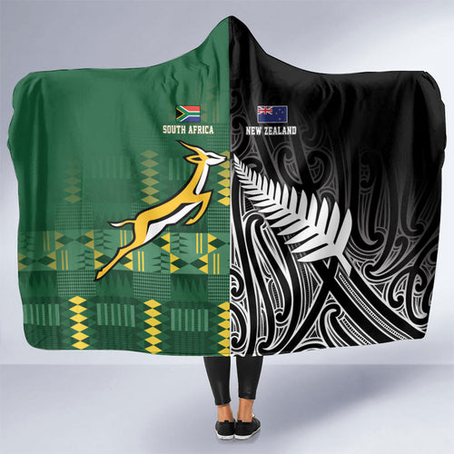 Rugby South Africa New Zealand Greatest Rivals Hooded Blanket Tribal Motifs