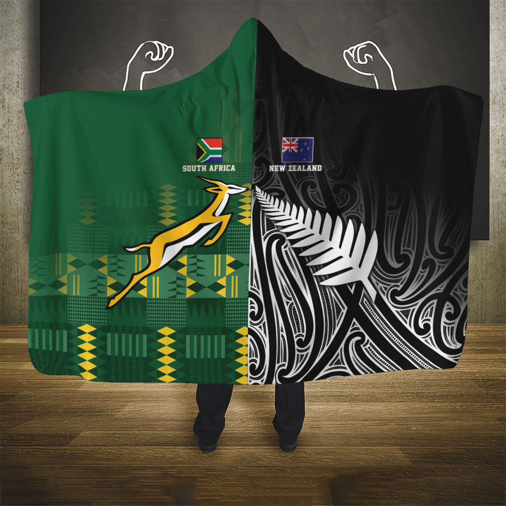 Rugby South Africa New Zealand Greatest Rivals Hooded Blanket Tribal Motifs