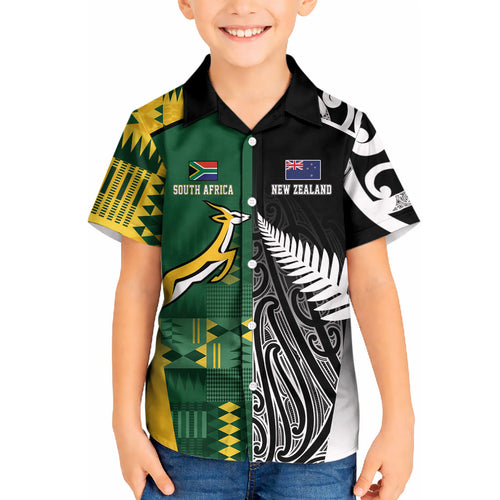 Custom Rugby South Africa New Zealand Greatest Rivals Kid Hawaiian Shirt Tribal Motifs