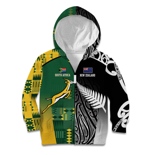 Custom Rugby South Africa New Zealand Greatest Rivals Kid Hoodie Tribal Motifs