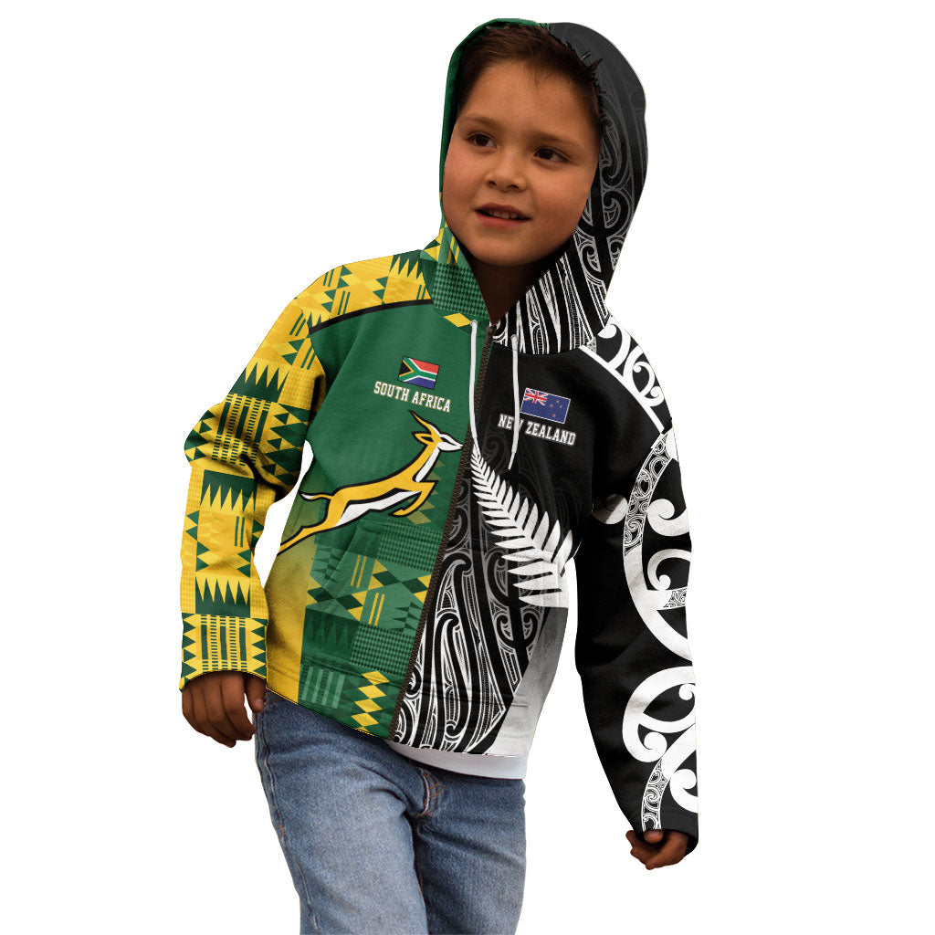 Custom Rugby South Africa New Zealand Greatest Rivals Kid Hoodie Tribal Motifs
