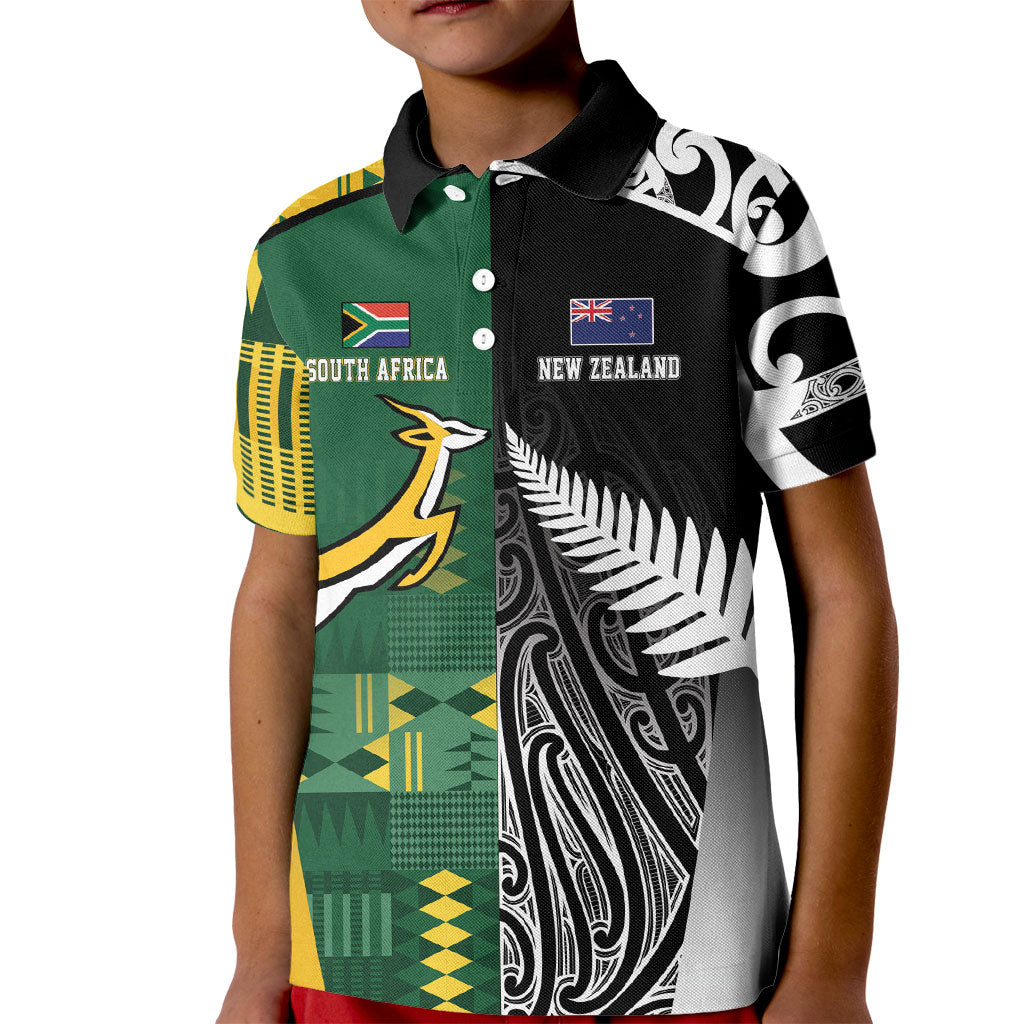 Custom Rugby South Africa New Zealand Greatest Rivals Kid Polo Shirt Tribal Motifs