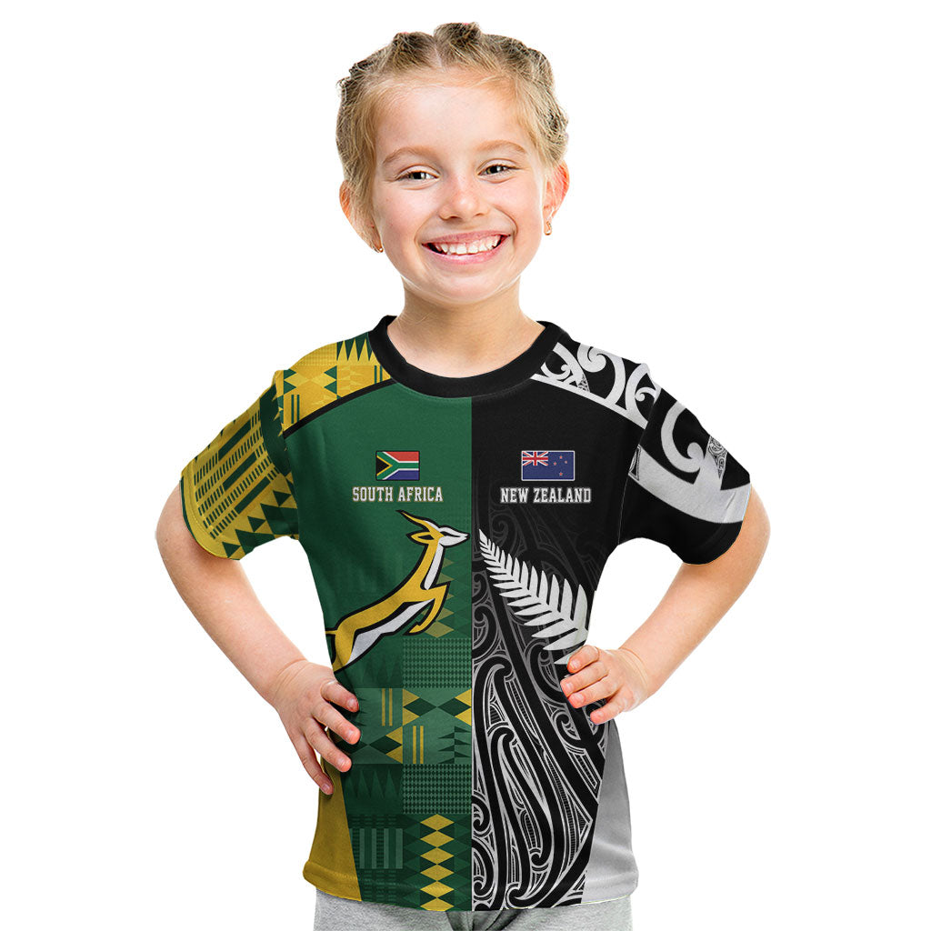 Custom Rugby South Africa New Zealand Greatest Rivals Kid T Shirt Tribal Motifs