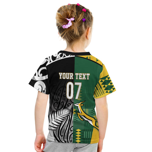 Custom Rugby South Africa New Zealand Greatest Rivals Kid T Shirt Tribal Motifs