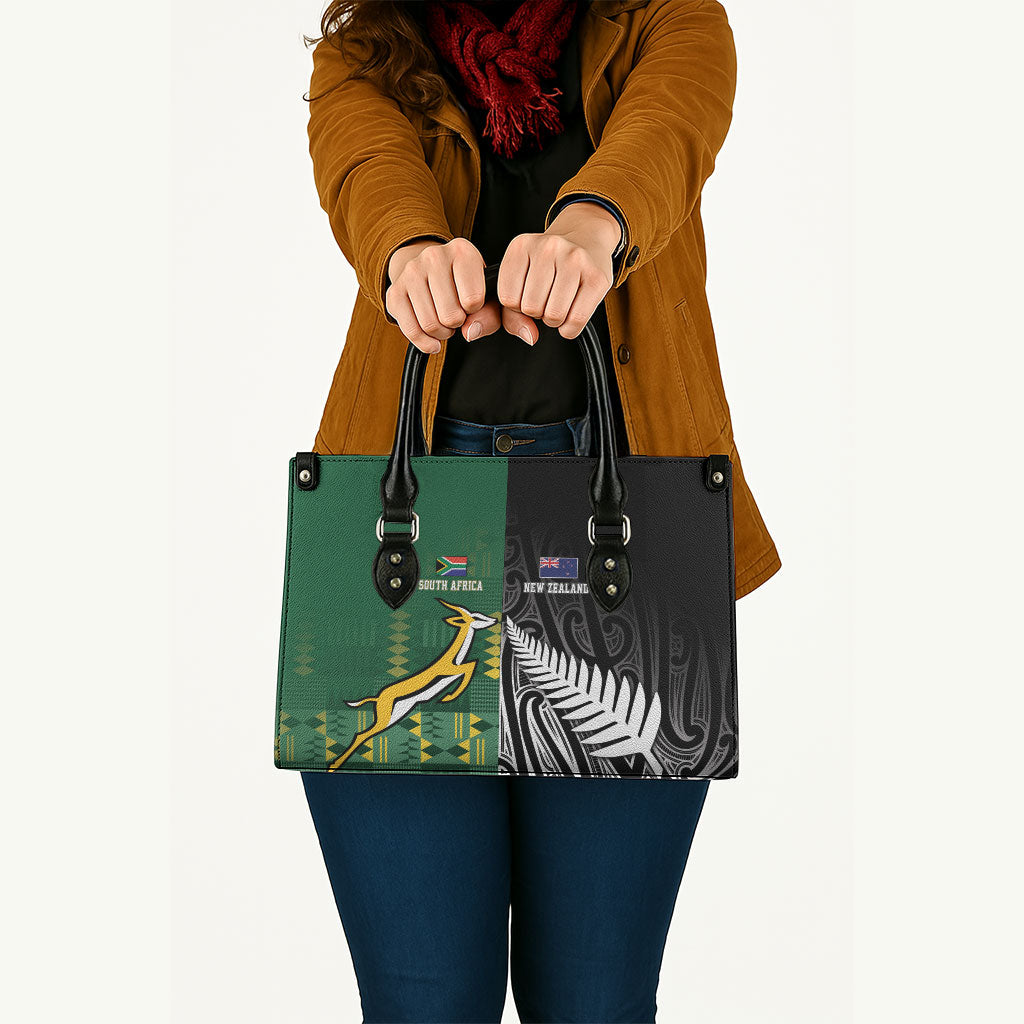 Rugby South Africa New Zealand Greatest Rivals Leather Bag Tribal Motifs