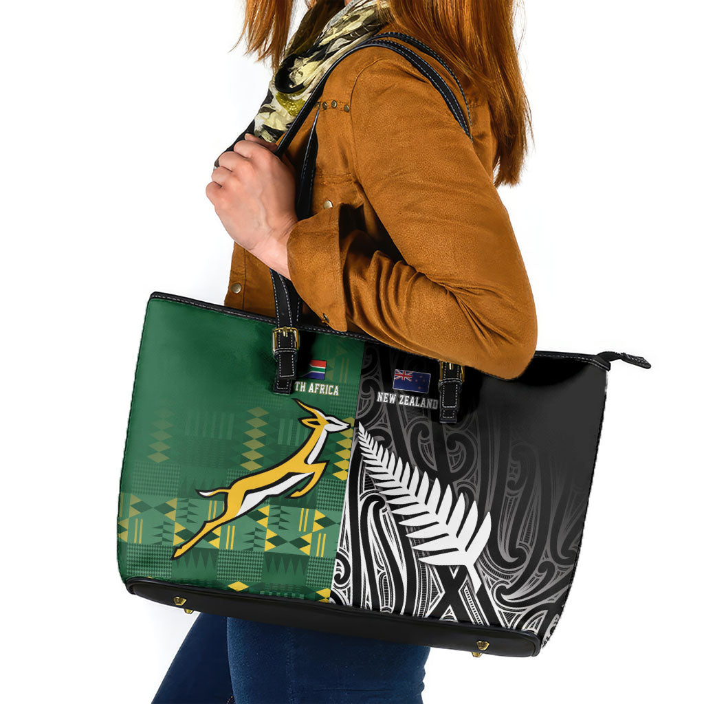 Rugby South Africa New Zealand Greatest Rivals Leather Tote Bag Tribal Motifs