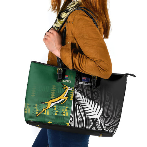 Rugby South Africa New Zealand Greatest Rivals Leather Tote Bag Tribal Motifs
