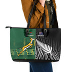 Rugby South Africa New Zealand Greatest Rivals Leather Tote Bag Tribal Motifs
