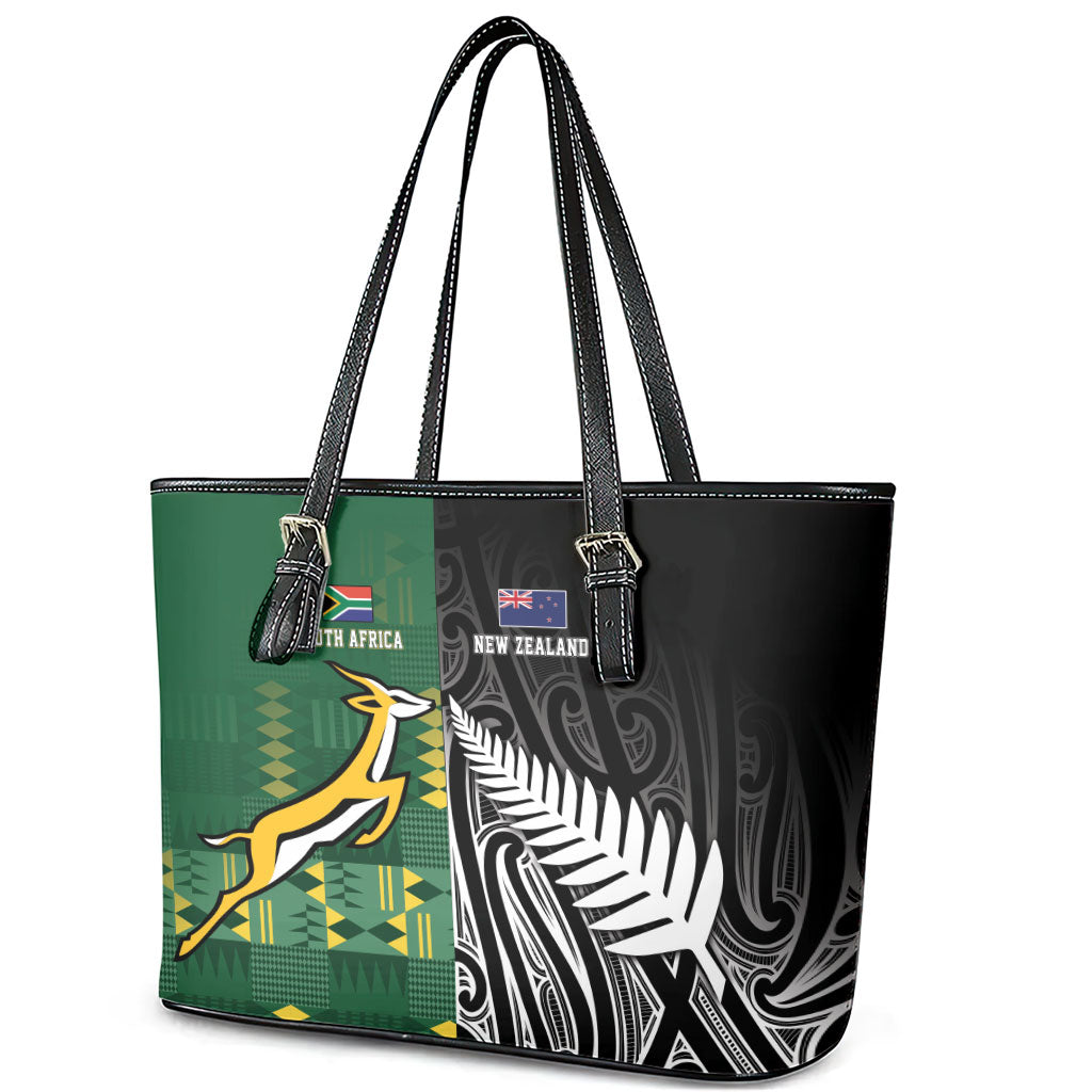 Rugby South Africa New Zealand Greatest Rivals Leather Tote Bag Tribal Motifs