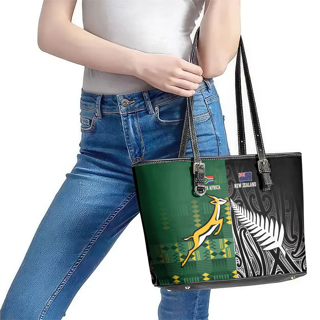 Rugby South Africa New Zealand Greatest Rivals Leather Tote Bag Tribal Motifs