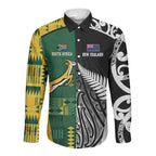Custom Rugby South Africa New Zealand Greatest Rivals Long Sleeve Button Shirt Tribal Motifs